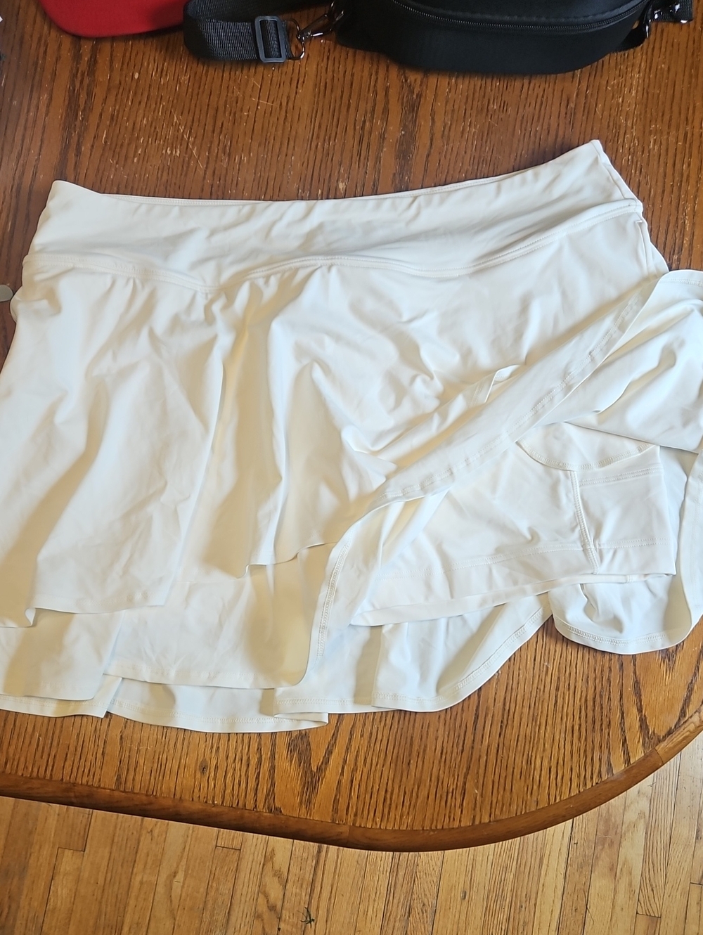 Lands' End Cream Athletic Skort with Inner Liner